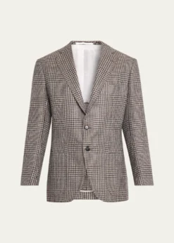 Cesare AttoliniMen's Wool, Silk and Linen Prince of Wales Sport Coat