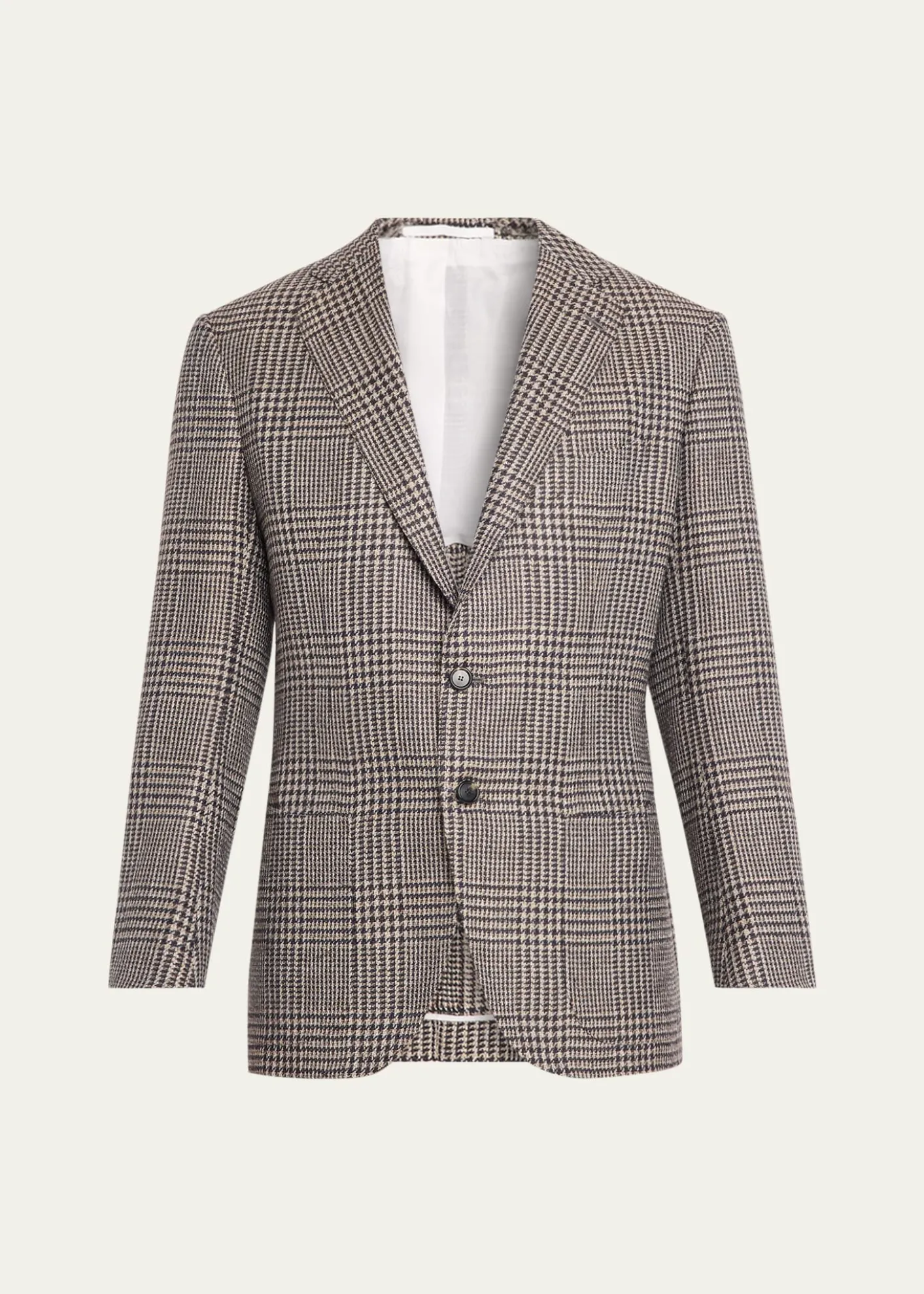 Cesare AttoliniMen's Wool, Silk and Linen Prince of Wales Sport Coat