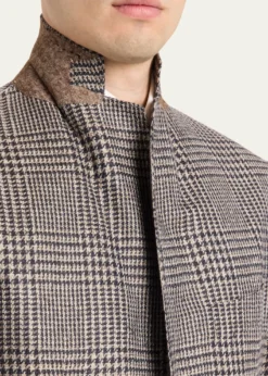 Cesare AttoliniMen's Wool, Silk and Linen Prince of Wales Sport Coat
