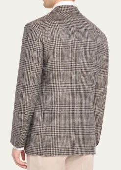 Cesare AttoliniMen's Wool, Silk and Linen Prince of Wales Sport Coat