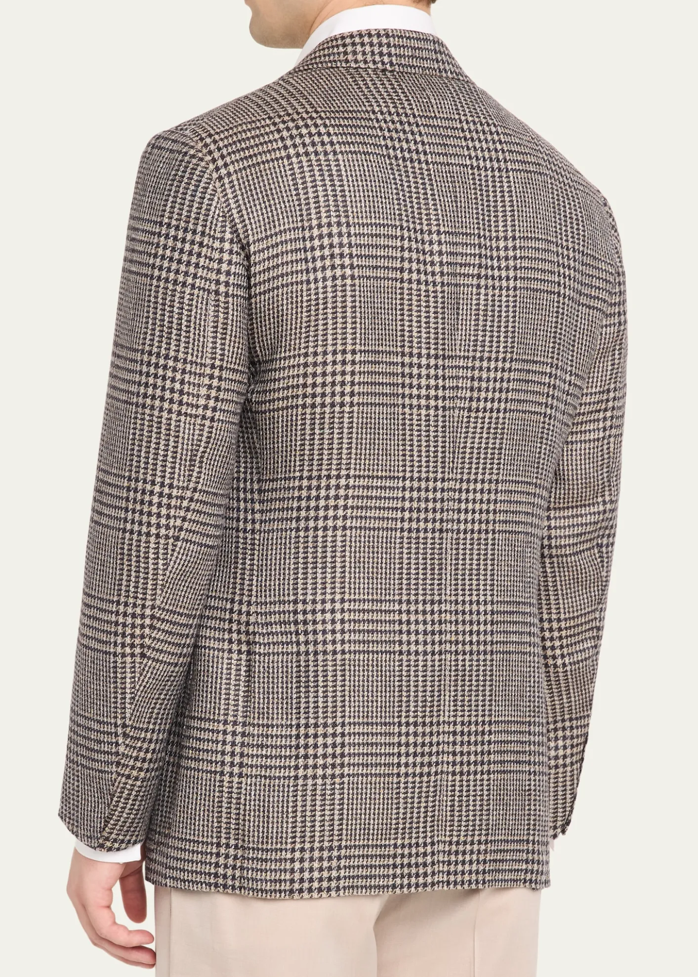 Cesare AttoliniMen's Wool, Silk and Linen Prince of Wales Sport Coat