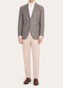 Cesare AttoliniMen's Wool, Silk and Linen Prince of Wales Sport Coat