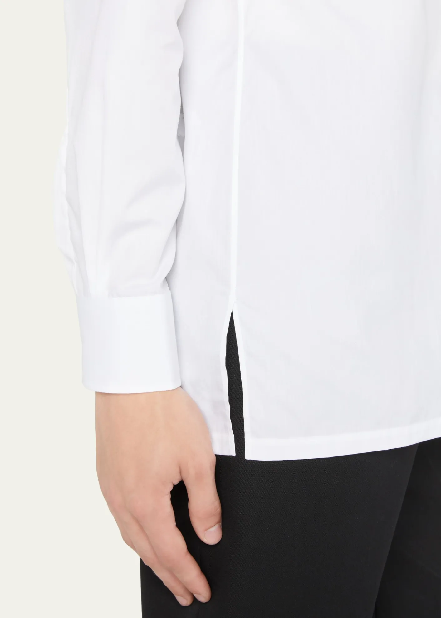CharvetMen's Basic Solid Point-Collar Dress Shirt with French Cuffs