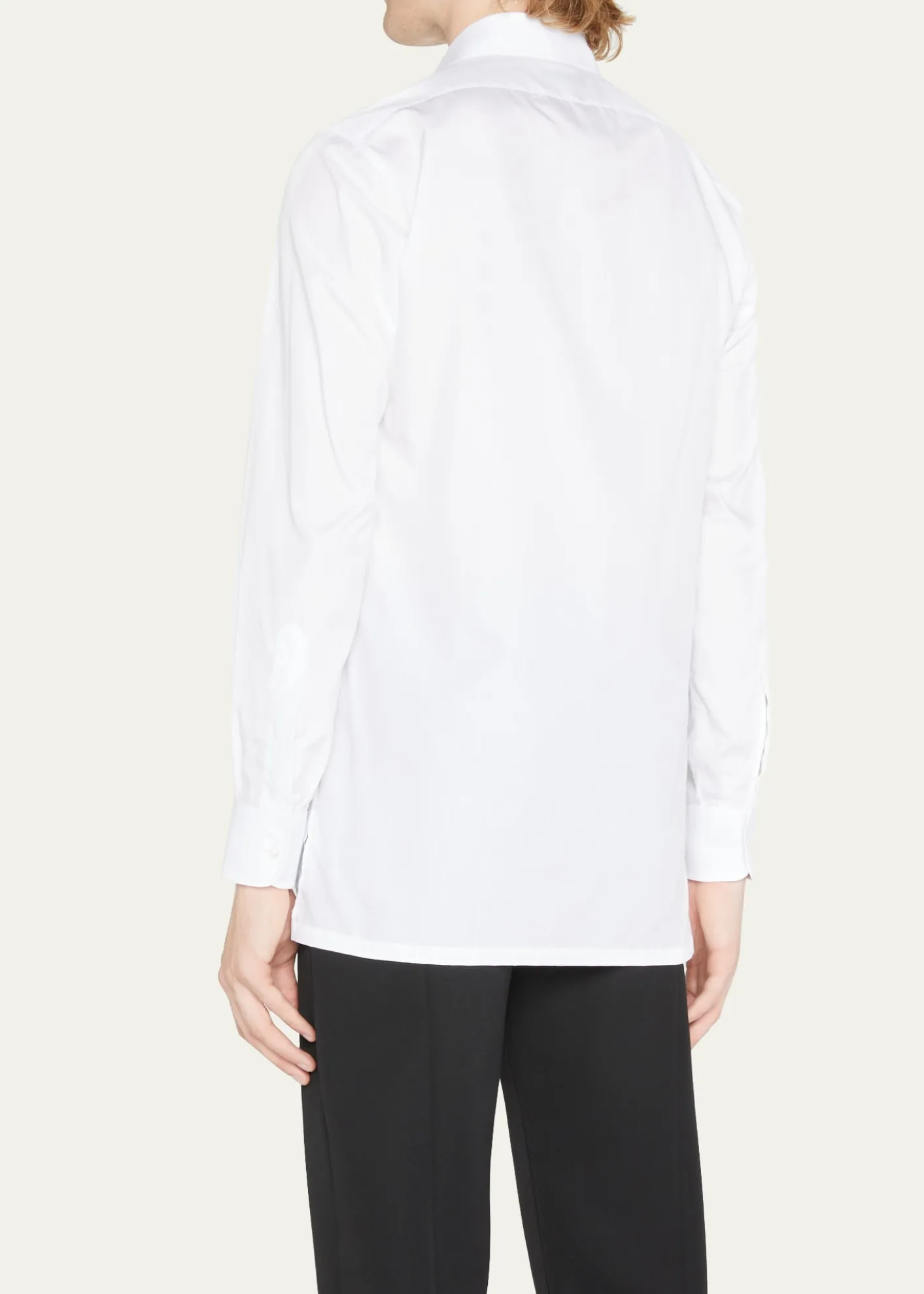 CharvetMen's Basic Solid Point-Collar Dress Shirt with French Cuffs