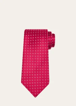 CharvetMen's Micro-Geometric Jacquard Silk Tie