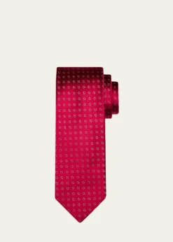 CharvetMen's Micro-Geometric Jacquard Silk Tie