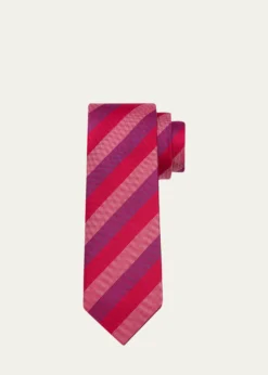 CharvetMen's Micro-Texture Diagonal Stripe Silk Tie
