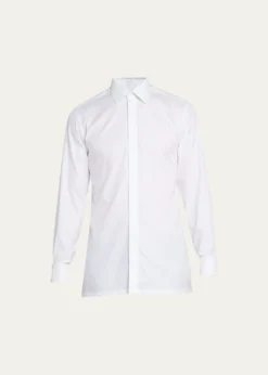 CharvetMen's Slim Fit Covered Placket Dress Shirt