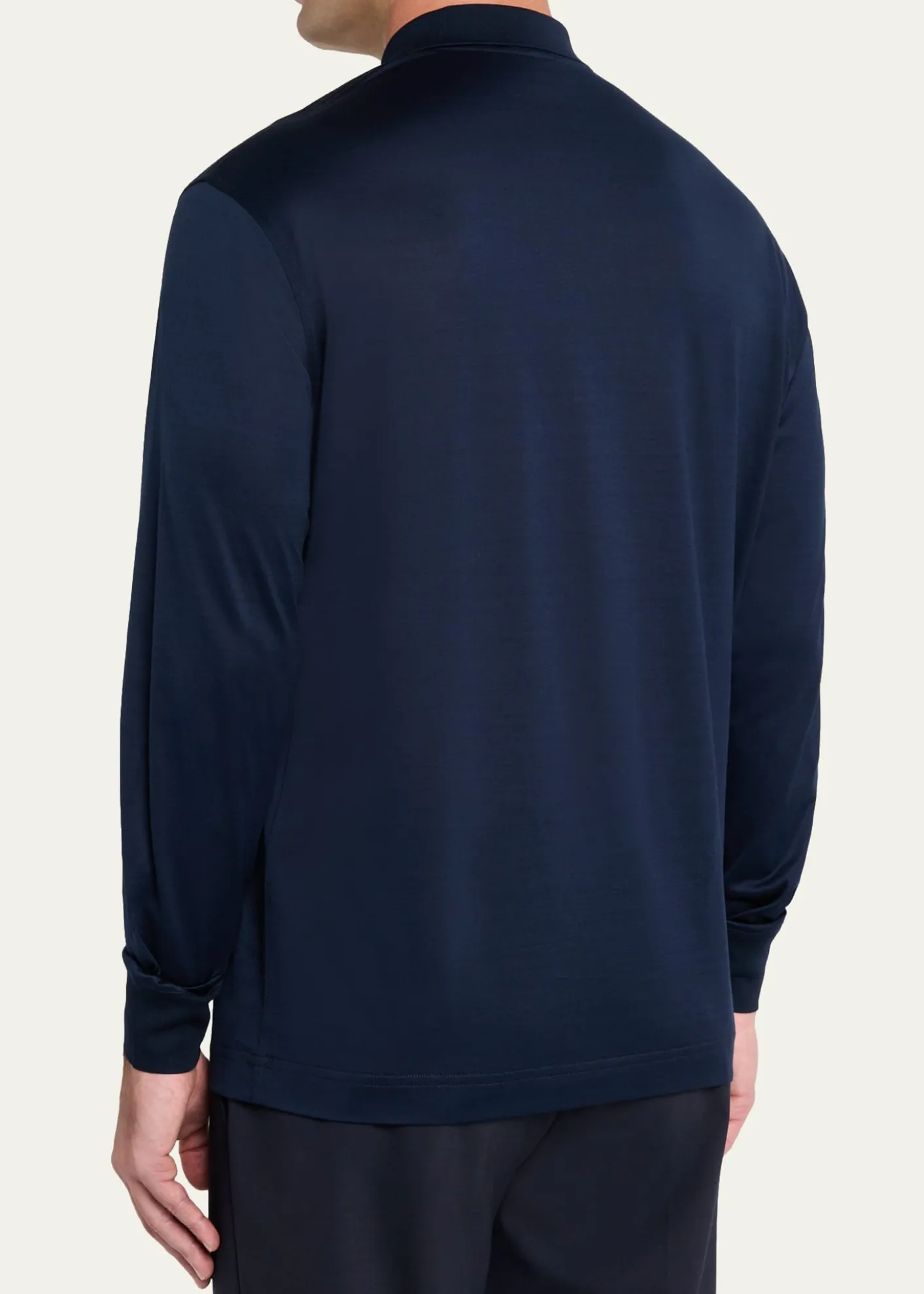CharvetMen's Cotton Jersey Long-Sleeve Polo Shirt