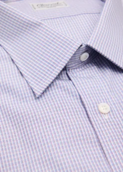 CharvetMen's Cotton Micro-Check Point Collar Slim Dress Shirt
