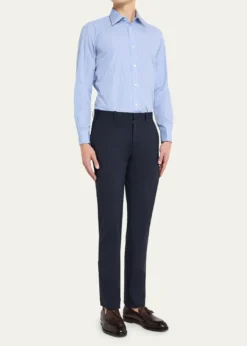CharvetMen's Cotton Point Collar Micro-Plaid Sport Shirt