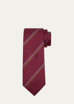 CharvetMen's Diagonal Stripe Silk Tie