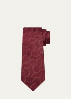 CharvetMen's Geometric Abstract Line Silk Tie