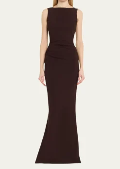 Chiara Boni La Petite RobeAjour Bateau-Neck Mermaid Gown