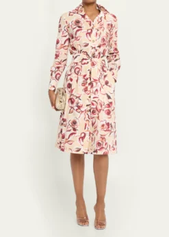 Chiara Boni La Petite RobeBelted Floral-Print Midi Shirtdress