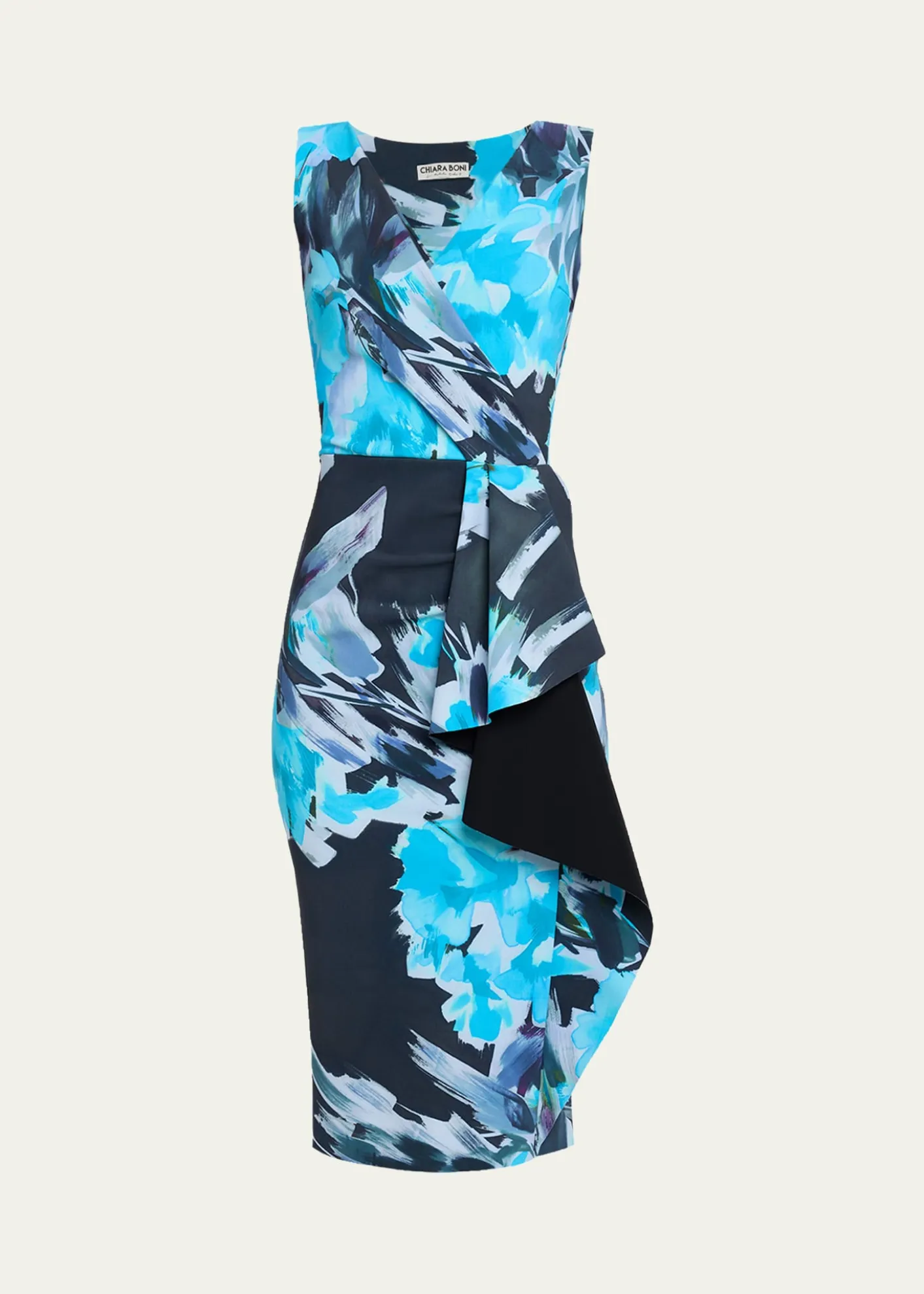 Chiara Boni La Petite RobeDraped Abstract-Print Bodycon Dress