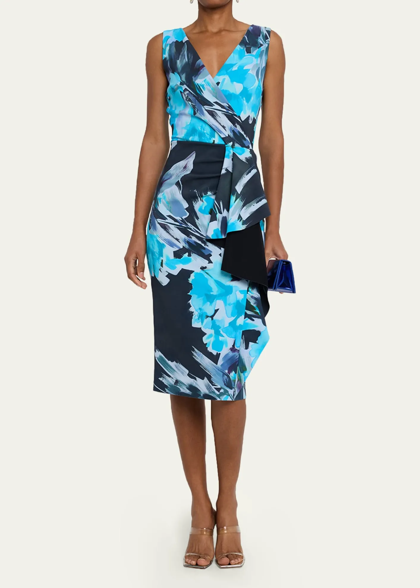 Chiara Boni La Petite RobeDraped Abstract-Print Bodycon Dress