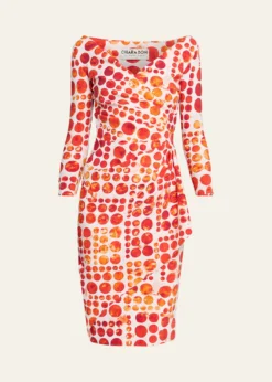 Chiara Boni La Petite RobeFloral V-Neck Long-Sleeve Side-Drape Dress