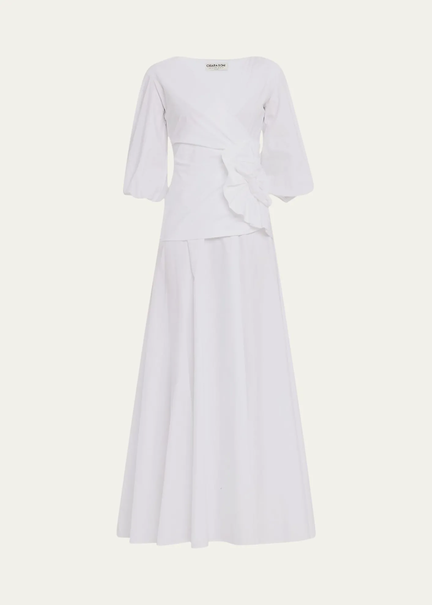 Chiara Boni La Petite RobeFlower-Embellished Stretch Cotton Maxi Dress