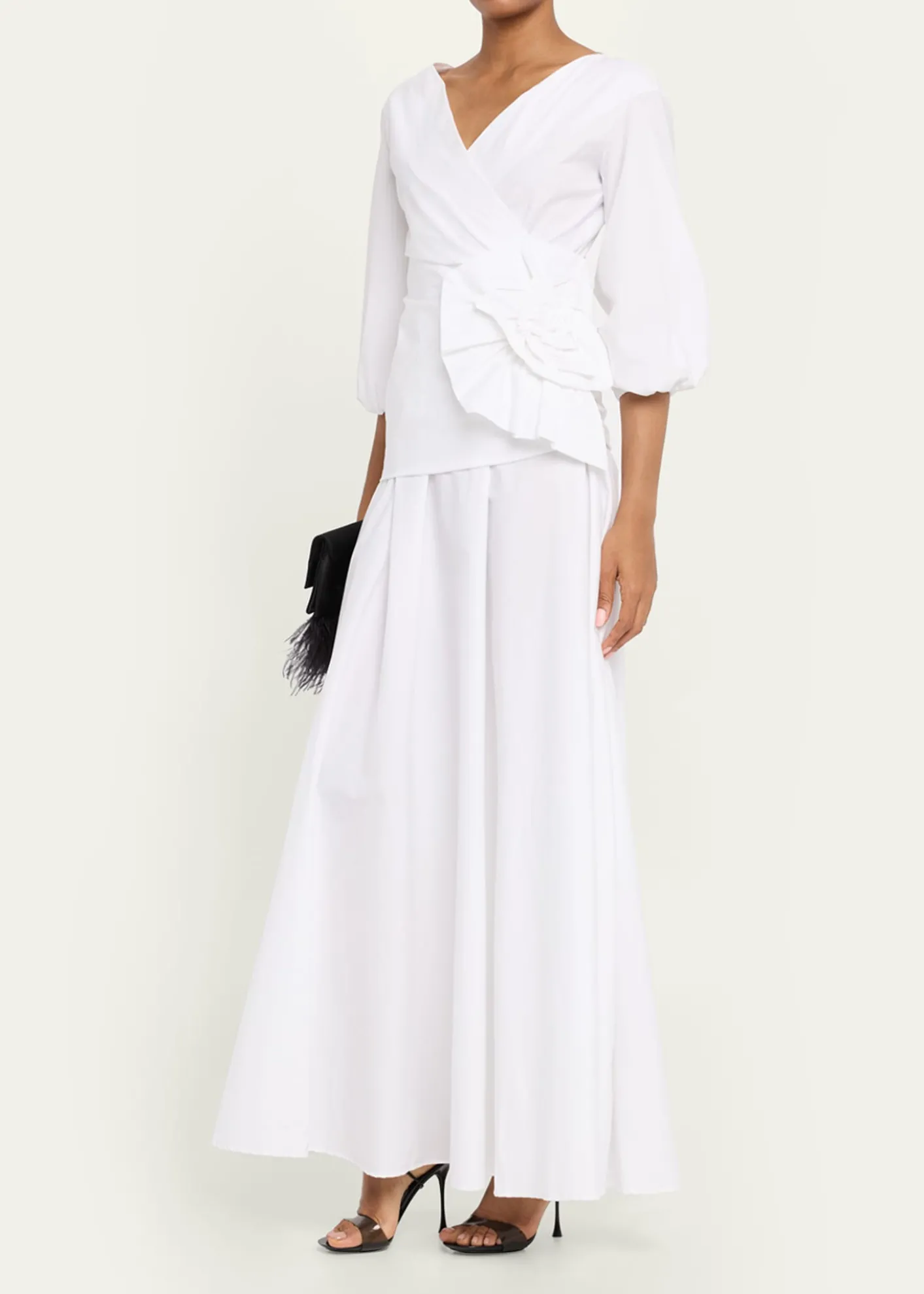 Chiara Boni La Petite RobeFlower-Embellished Stretch Cotton Maxi Dress