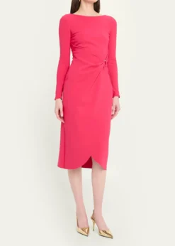 Chiara Boni La Petite RobeGathered Bateau-Neck Midi Sheath Dress