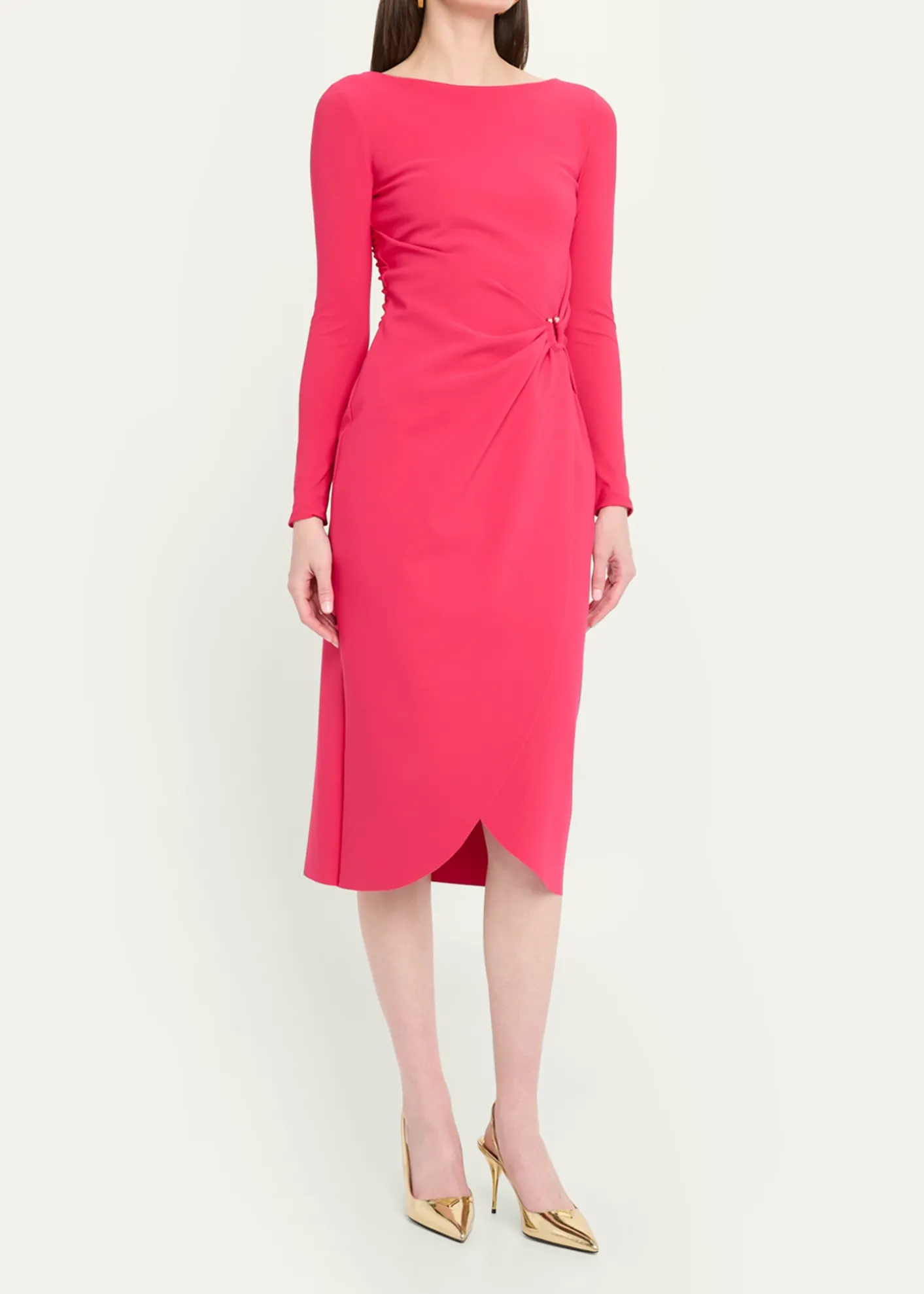 Chiara Boni La Petite RobeGathered Bateau-Neck Midi Sheath Dress