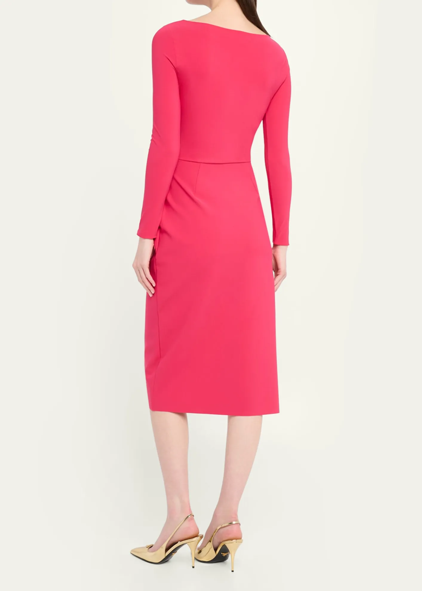 Chiara Boni La Petite RobeGathered Bateau-Neck Midi Sheath Dress