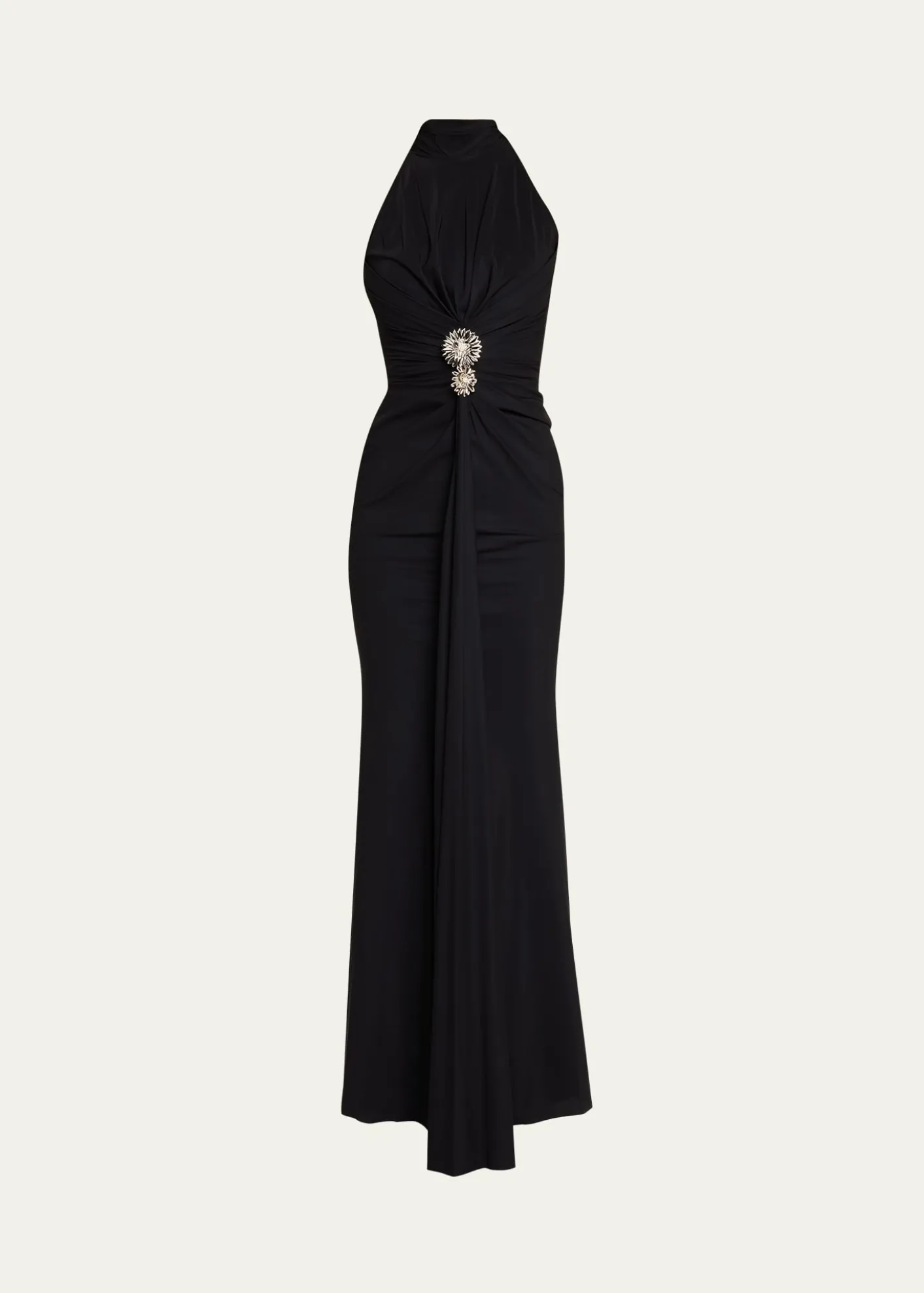 Chiara Boni La Petite RobeNitsa Floral-Embellished Halter Column Gown