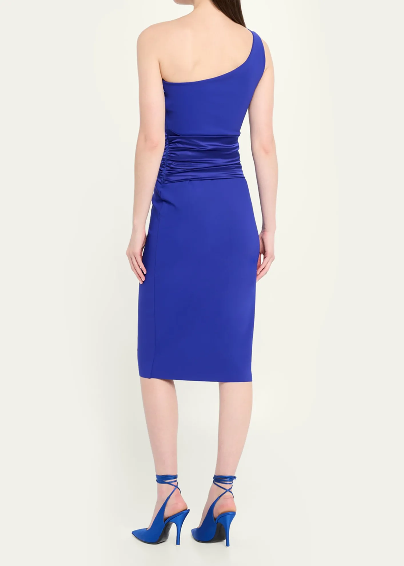 Chiara Boni La Petite RobeRuched One-Shoulder Bodycon Satin Dress