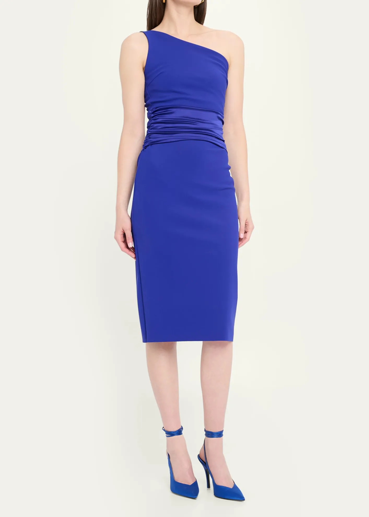 Chiara Boni La Petite RobeRuched One-Shoulder Bodycon Satin Dress