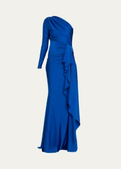 Chiara Boni La Petite RobeSerina One-Shoulder Draped Jersey Gown