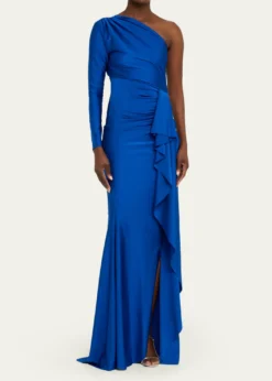 Chiara Boni La Petite RobeSerina One-Shoulder Draped Jersey Gown