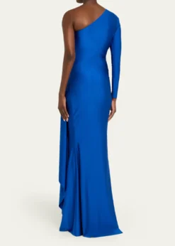 Chiara Boni La Petite RobeSerina One-Shoulder Draped Jersey Gown