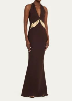 Chiara Boni La Petite RobeYanar Beaded Mermaid Halter Gown