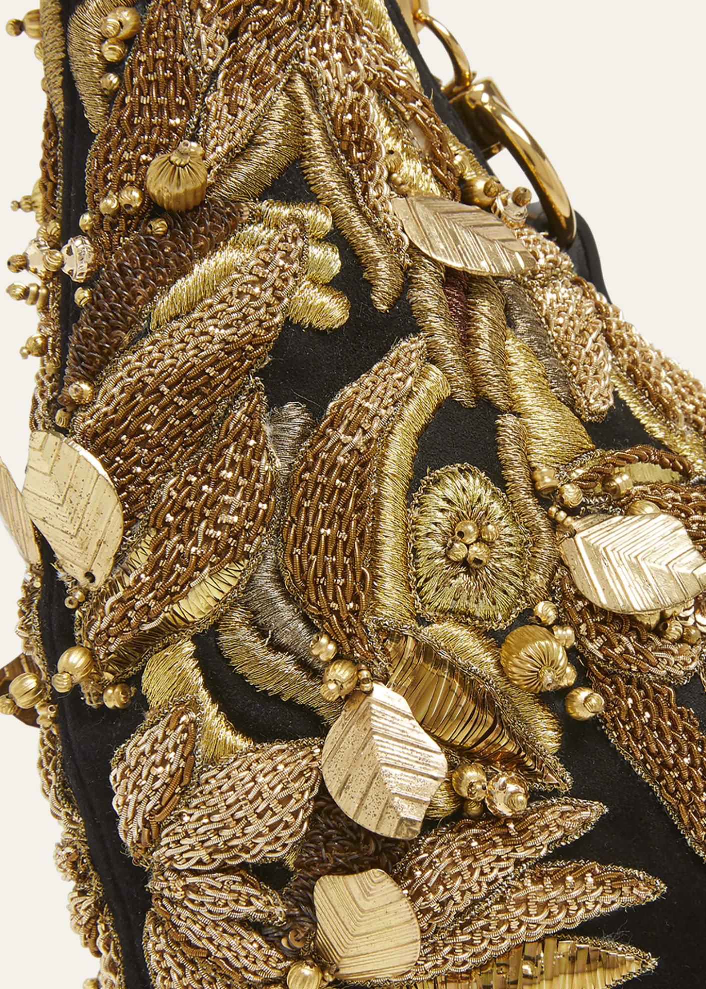 ChloeChain Horse Bead-Embroidered Shoulder Bag in Suede