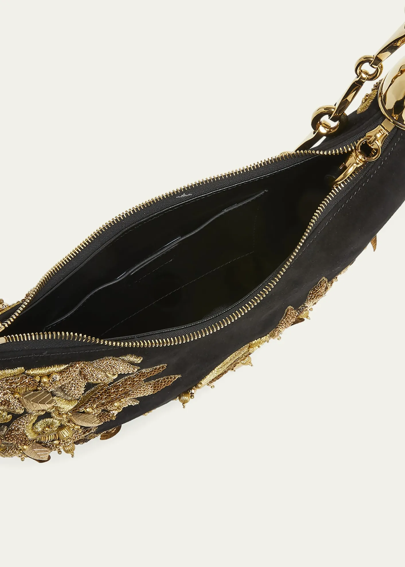ChloeChain Horse Bead-Embroidered Shoulder Bag in Suede