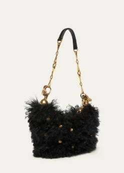 ChloeChain Horse Shoulder Bag in Curly Shearling