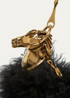 ChloeChain Horse Shoulder Bag in Curly Shearling