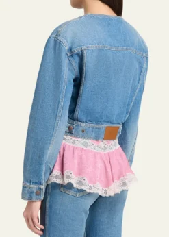 ChloeCollarless Denim Crop Jacket
