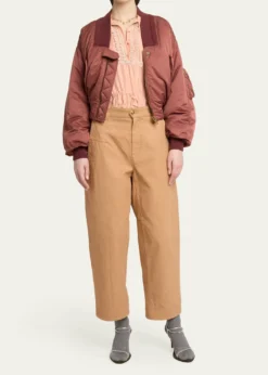ChloeCotton Canvas Barrel-Leg Trousers