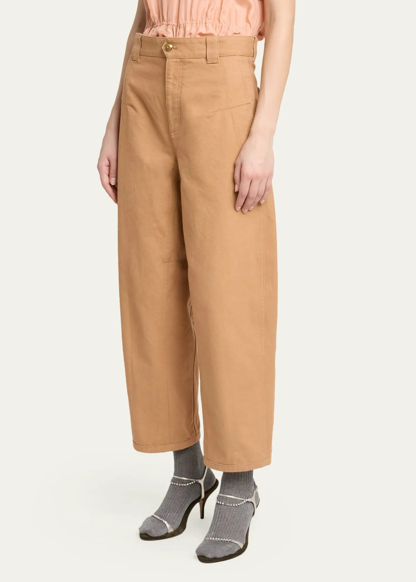 ChloeCotton Canvas Barrel-Leg Trousers
