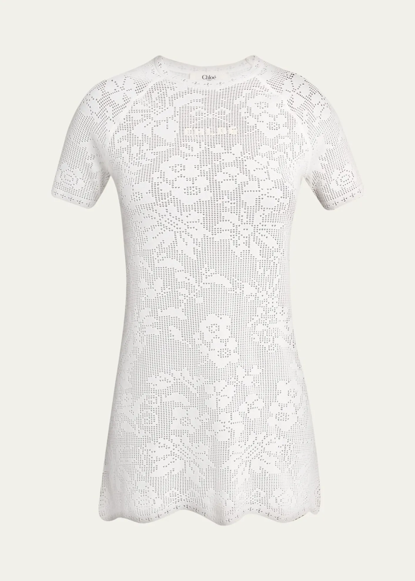ChloeCotton Pointelle Mini Dress