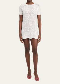 ChloeCotton Pointelle Mini Dress