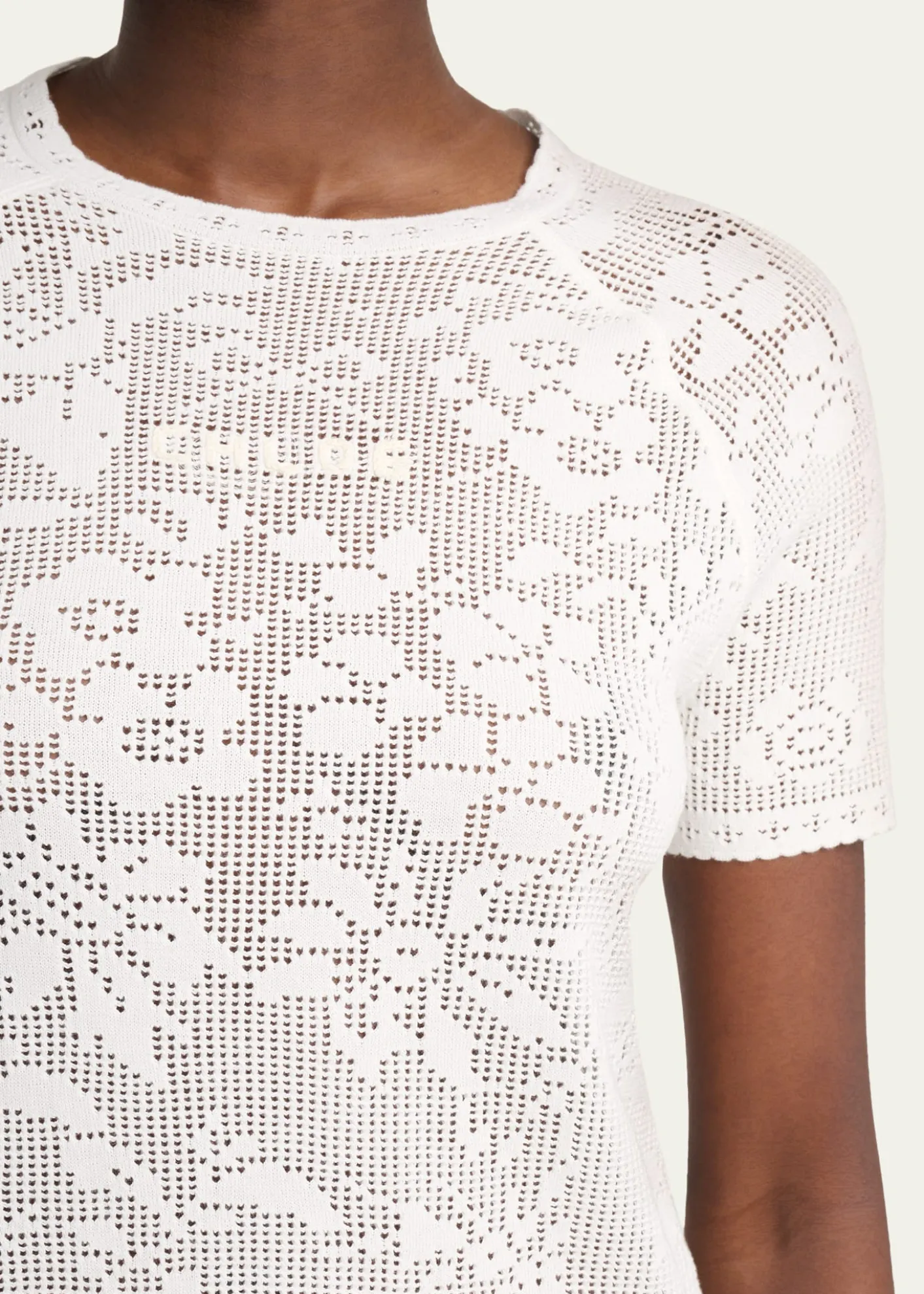 ChloeCotton Pointelle Mini Dress