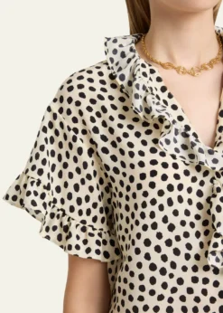 ChloeDot-Print Organic Silk Crepe De Chine Blouse