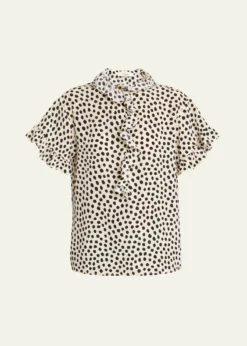 ChloeDot-Print Organic Silk Crepe De Chine Blouse
