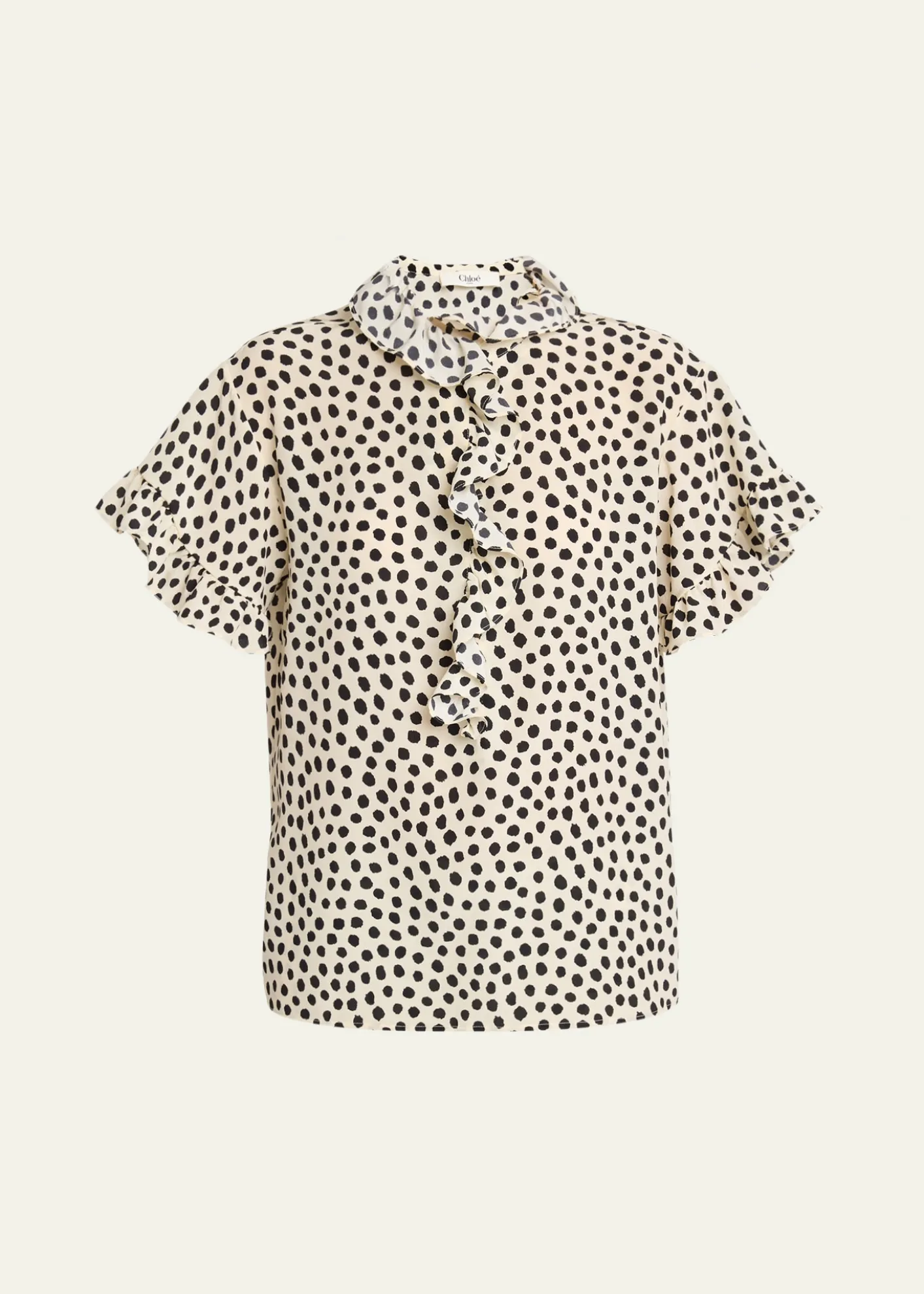 ChloeDot-Print Organic Silk Crepe De Chine Blouse