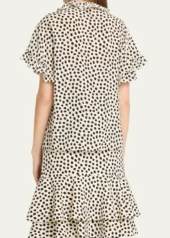 ChloeDot-Print Organic Silk Crepe De Chine Blouse
