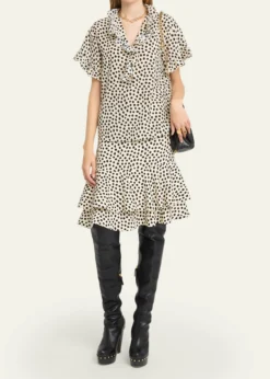 ChloeDot-Print Organic Silk Crepe De Chine Blouse