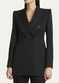 ChloeDouble-Breasted Wool Tailored Jacket With Patch Pockets